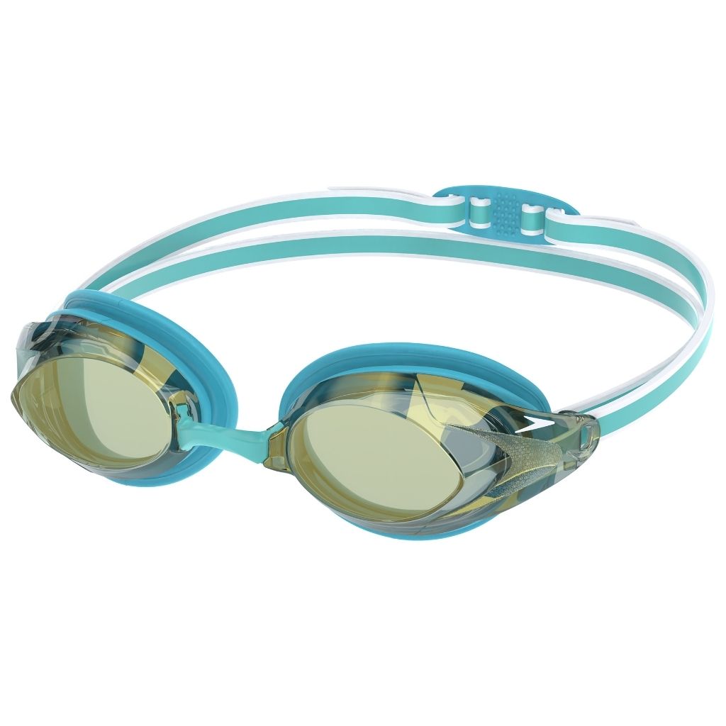 Speedo Womens Vanquisher 3.0 Mirrored Celeste Gold Swim Training Goggle