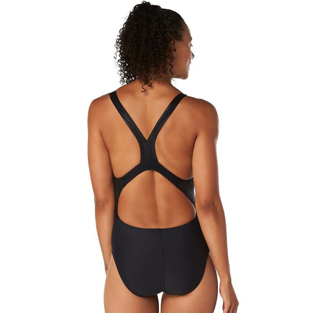 Speedo Quantum Sheen Aquafit One Piece Swimsuit Black Team Aquatic Supplies