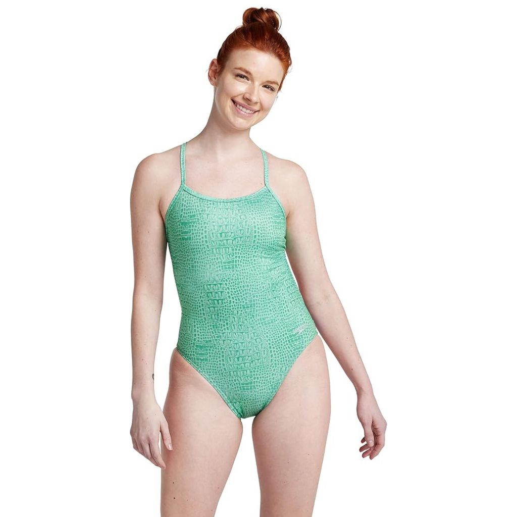Speedo Print Twist Back Croca Tile Fake Green