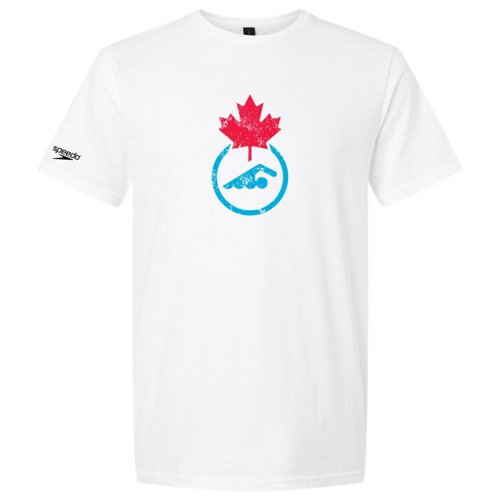 Swimming Canada Distressed Coloured Logo Swim T-Shirt White