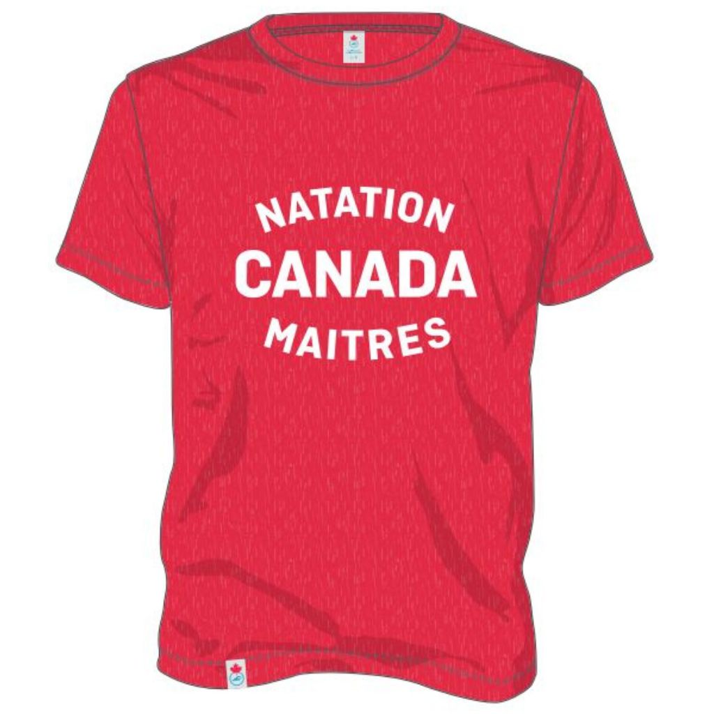 Swimming Canada Men&#39;s Heather Red Tshirt FR &quot;Natation Canada Maitres&quot;