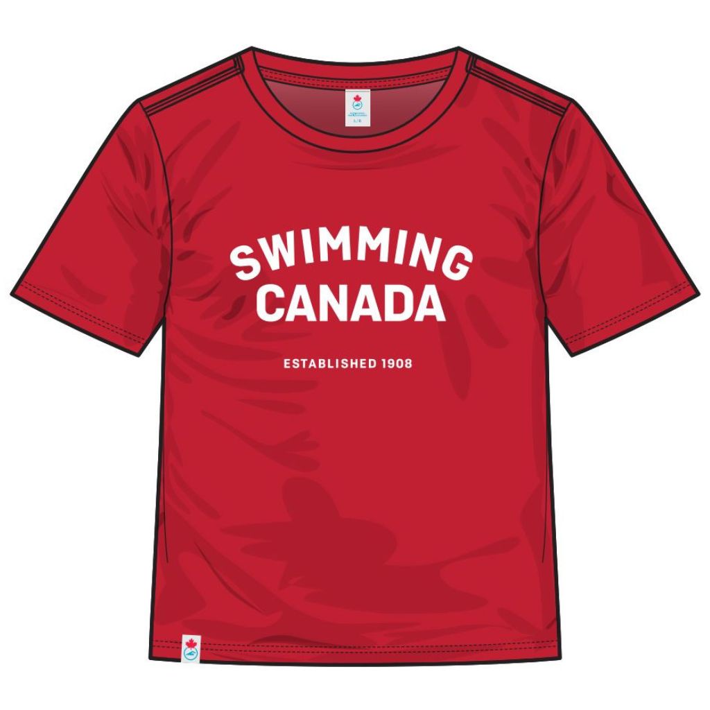 Swimming Canada Youth Heather Red Tshirt ENG "Swimming Canada EST. 1908"