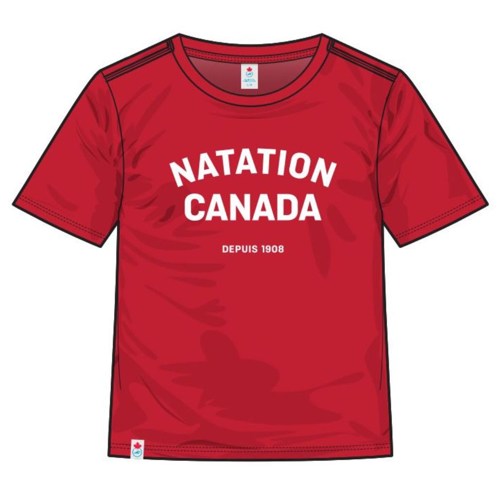 Swimming Canada Youth Heather Red Tshirt FR "Natation Canada depuis 1908"