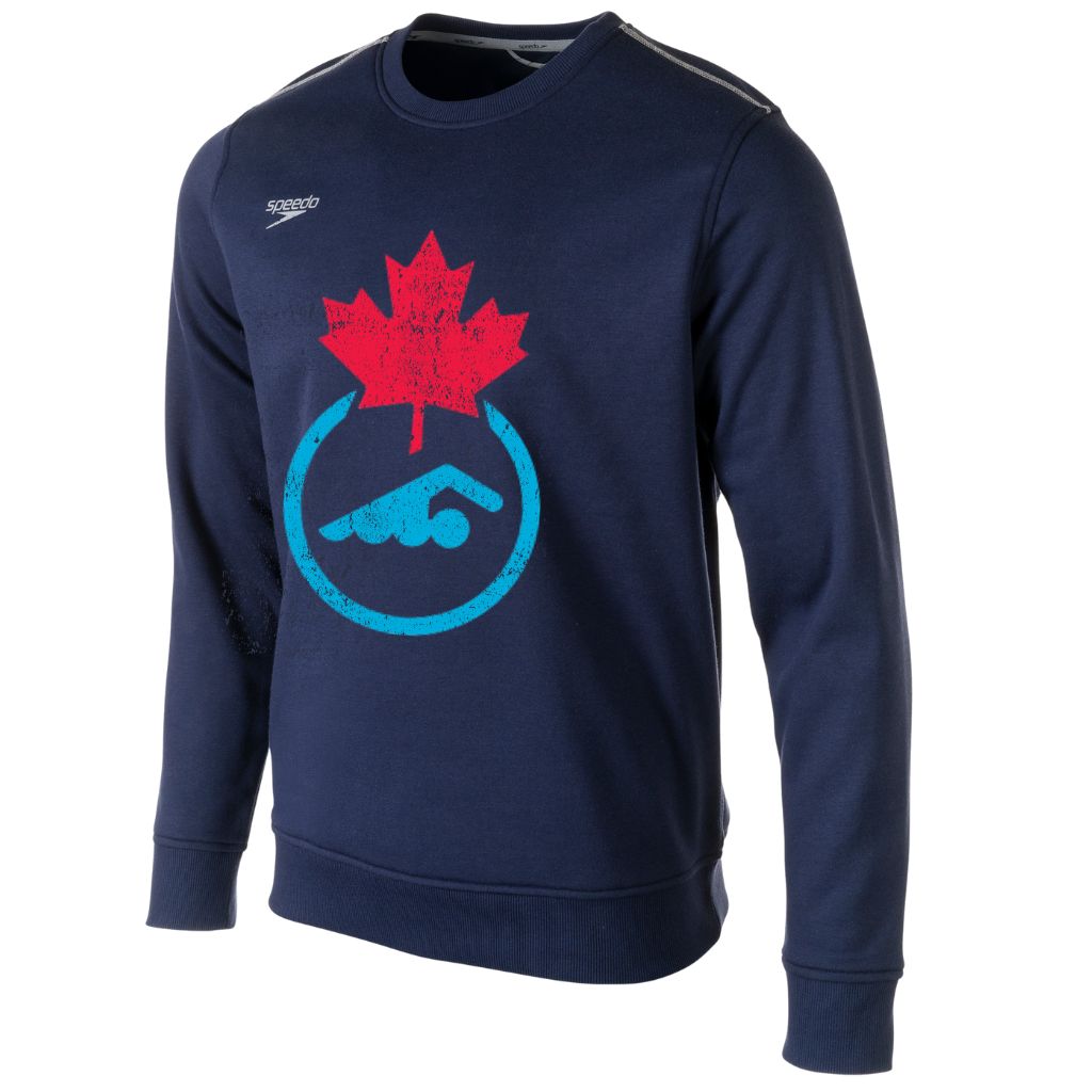 Swimming Canada Unisex Navy Speedo Crew Neck Sweatshirt Red Blue Swim Canada Logo