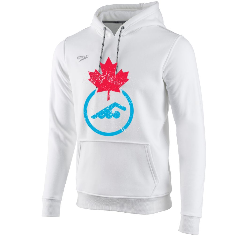 Swimming Canada Unisex White Speedo Hoodie Red Blue Swim Canada Logo