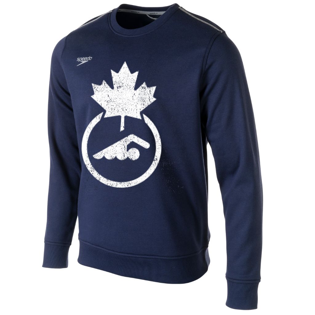 Swimming Canada Unisex Navy Speedo Crew Neck Sweatshirt White Swim Canada Logo
