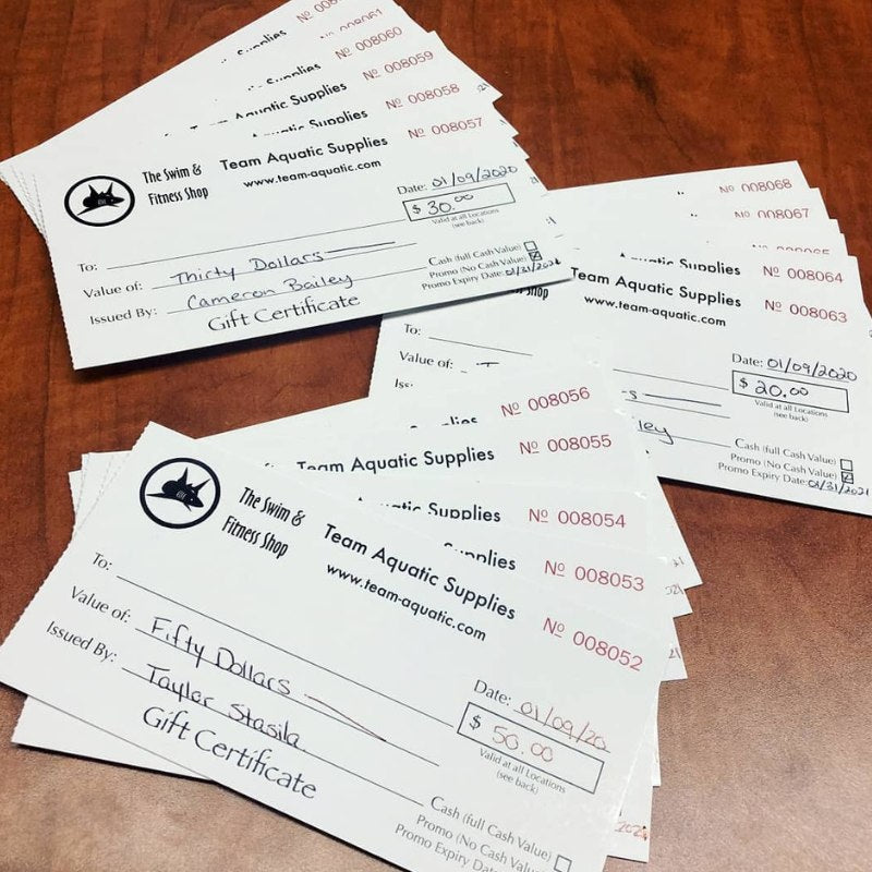 Team Aquatic Supplies Gift Certificate Donations