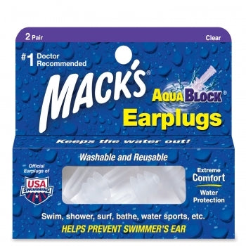 Mack's AquaBlock Earplugs (2 Pairs - Clear)